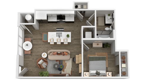 a floor plan of a house with a bedroom and a living room